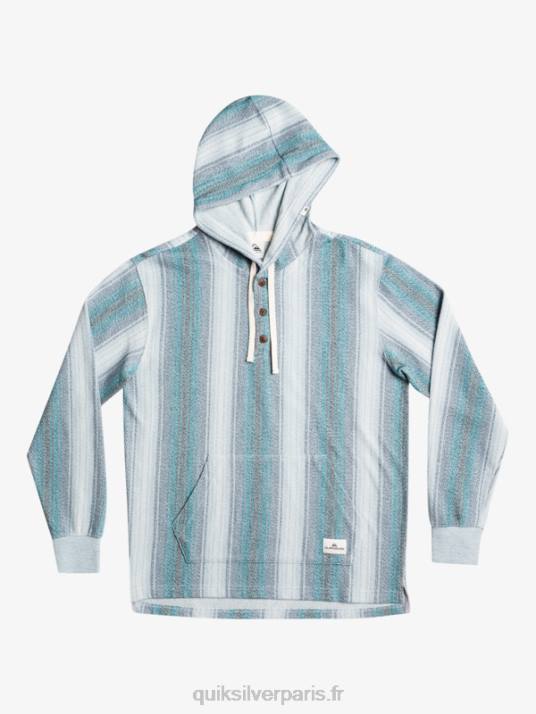 Hommes Quiksilver sweat à capuche baja henley D6PT1098 rayures baja bleu marocain