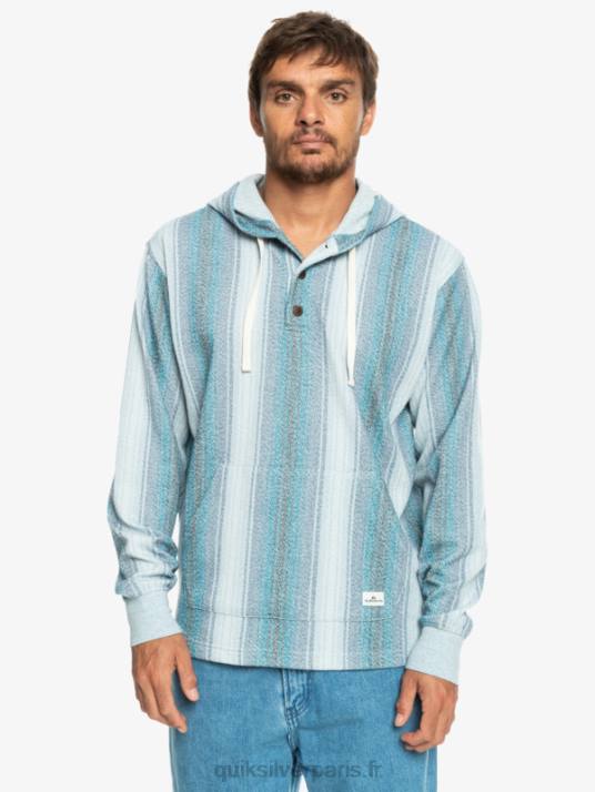 Hommes Quiksilver sweat à capuche baja henley D6PT1098 rayures baja bleu marocain