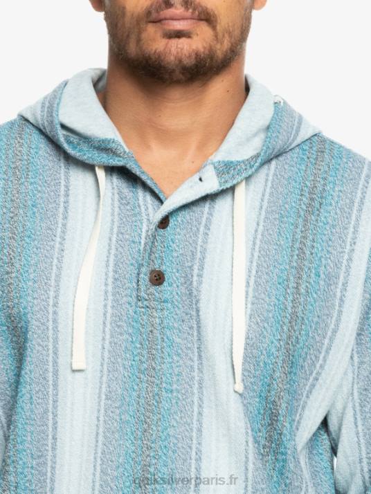 Hommes Quiksilver sweat à capuche baja henley D6PT1098 rayures baja bleu marocain
