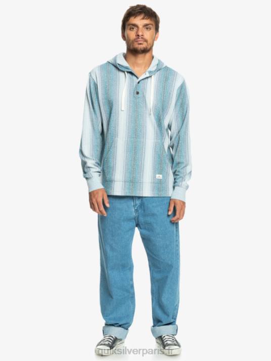 Hommes Quiksilver sweat à capuche baja henley D6PT1098 rayures baja bleu marocain