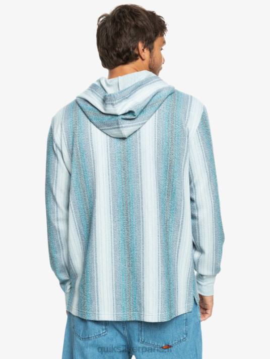 Hommes Quiksilver sweat à capuche baja henley D6PT1098 rayures baja bleu marocain