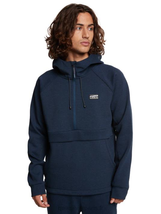 Hommes Quiksilver sweat à capuche demi-zip D6PT1371 insigne bleu chiné