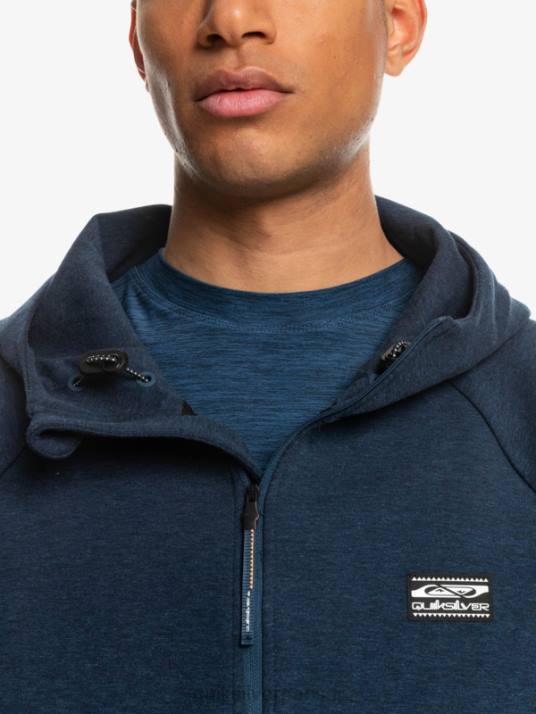 Hommes Quiksilver sweat à capuche demi-zip D6PT1371 insigne bleu chiné
