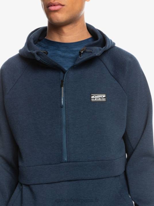 Hommes Quiksilver sweat à capuche demi-zip D6PT1371 insigne bleu chiné