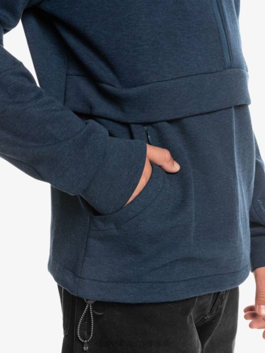 Hommes Quiksilver sweat à capuche demi-zip D6PT1371 insigne bleu chiné