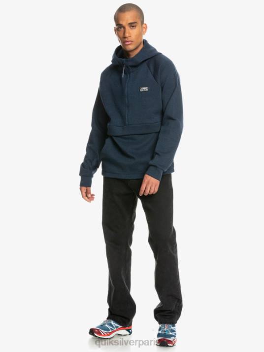 Hommes Quiksilver sweat à capuche demi-zip D6PT1371 insigne bleu chiné