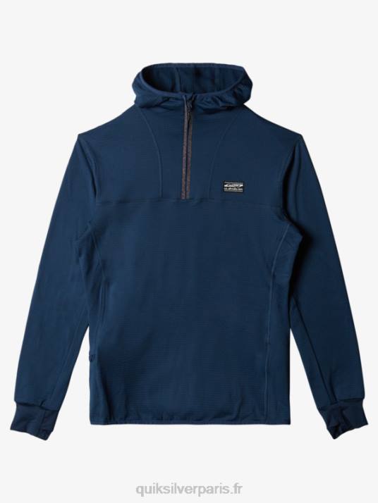 Hommes Quiksilver sweat à capuche en polaire à zip raide point D6PT1873 insigne bleu