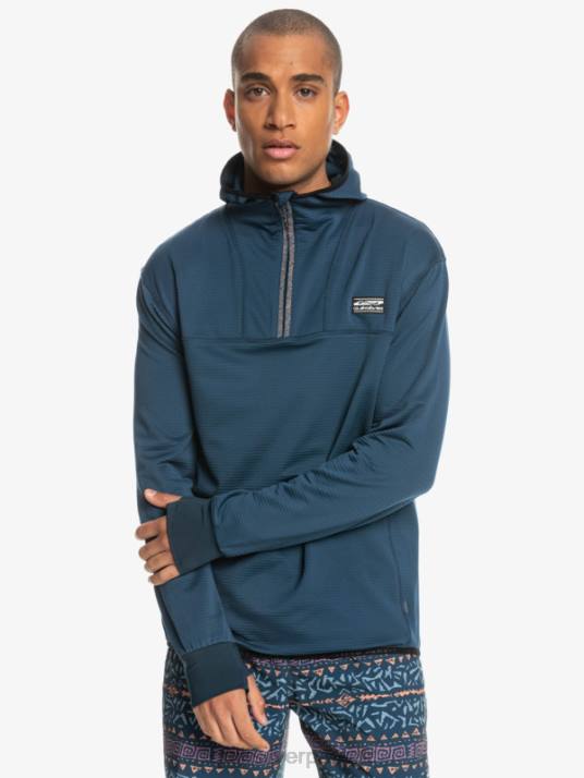 Hommes Quiksilver sweat à capuche en polaire à zip raide point D6PT1873 insigne bleu