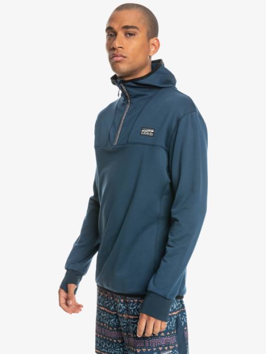Hommes Quiksilver sweat à capuche en polaire à zip raide point D6PT1873 insigne bleu