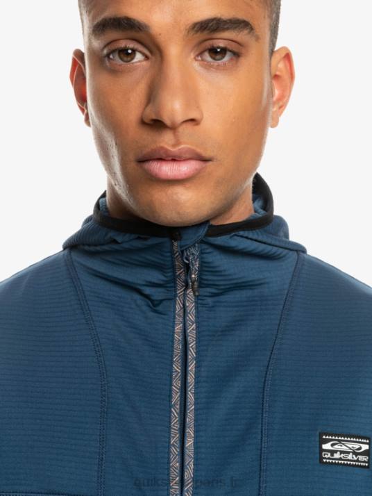 Hommes Quiksilver sweat à capuche en polaire à zip raide point D6PT1873 insigne bleu