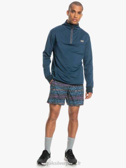 Hommes Quiksilver sweat à capuche en polaire à zip raide point D6PT1873 insigne bleu