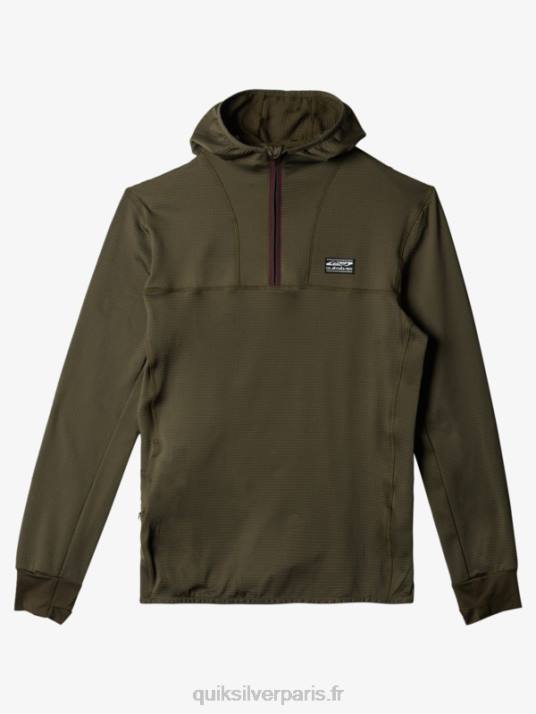 Hommes Quiksilver sweat à capuche en polaire à zip raide point D6PT1874 feuille de vigne