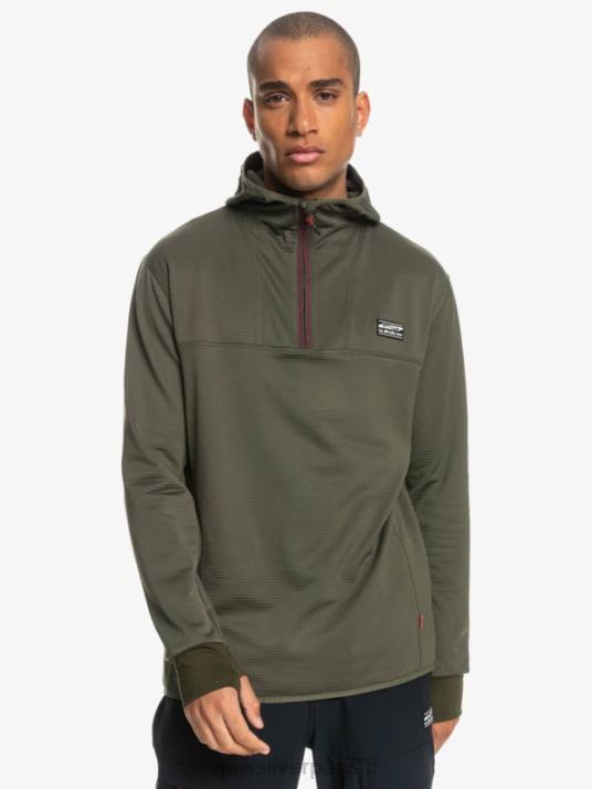 Hommes Quiksilver sweat à capuche en polaire à zip raide point D6PT1874 feuille de vigne