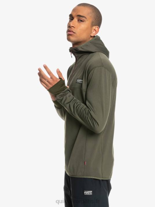 Hommes Quiksilver sweat à capuche en polaire à zip raide point D6PT1874 feuille de vigne