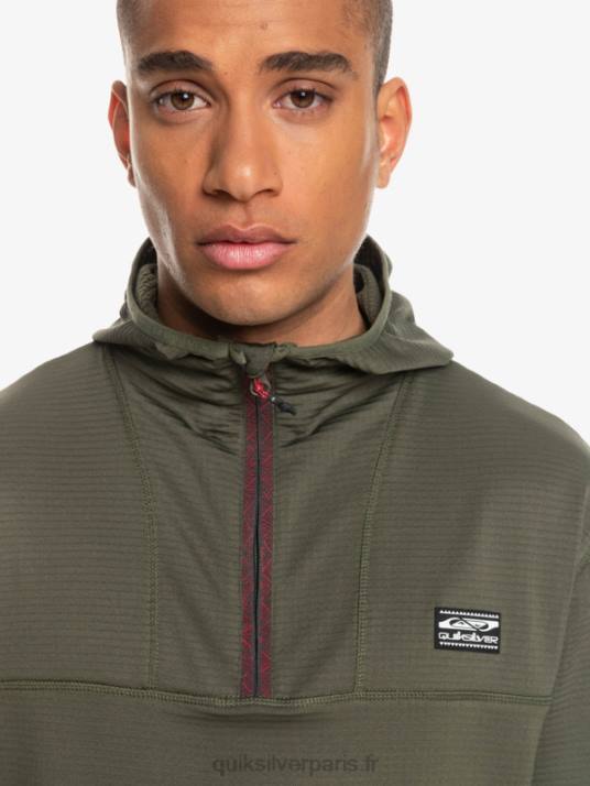 Hommes Quiksilver sweat à capuche en polaire à zip raide point D6PT1874 feuille de vigne