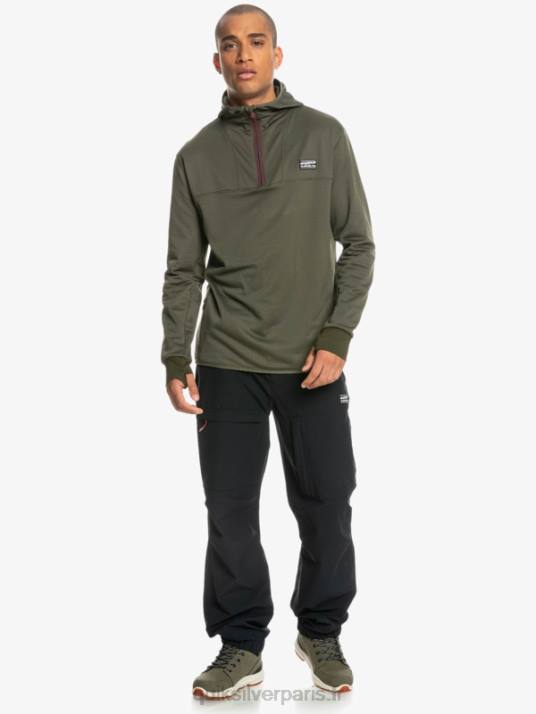Hommes Quiksilver sweat à capuche en polaire à zip raide point D6PT1874 feuille de vigne