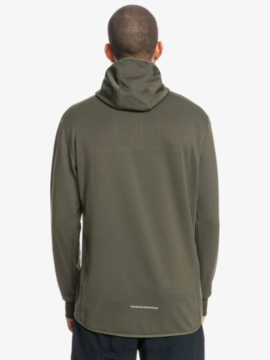 Hommes Quiksilver sweat à capuche en polaire à zip raide point D6PT1874 feuille de vigne