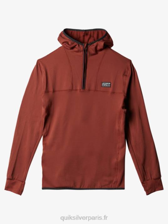 Hommes Quiksilver sweat à capuche en polaire à zip raide point D6PT1875 acajou