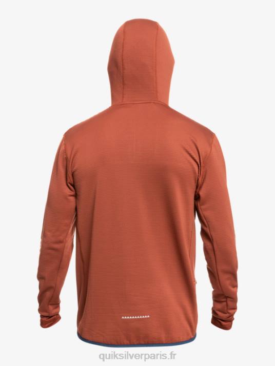 Hommes Quiksilver sweat à capuche en polaire à zip raide point D6PT1875 acajou