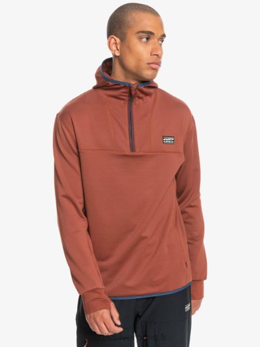 Hommes Quiksilver sweat à capuche en polaire à zip raide point D6PT1875 acajou