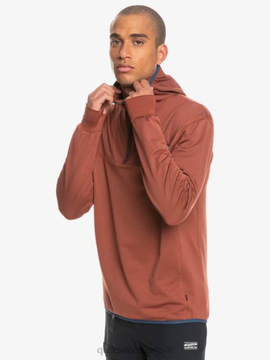 Hommes Quiksilver sweat à capuche en polaire à zip raide point D6PT1875 acajou