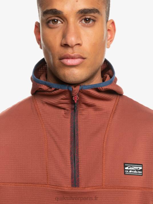 Hommes Quiksilver sweat à capuche en polaire à zip raide point D6PT1875 acajou