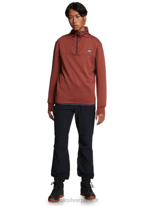 Hommes Quiksilver sweat à capuche en polaire à zip raide point D6PT1875 acajou
