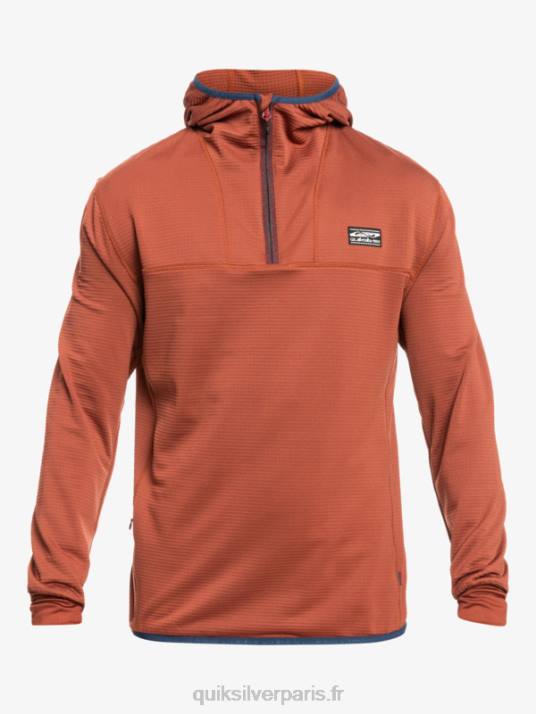 Hommes Quiksilver sweat à capuche en polaire à zip raide point D6PT1875 acajou