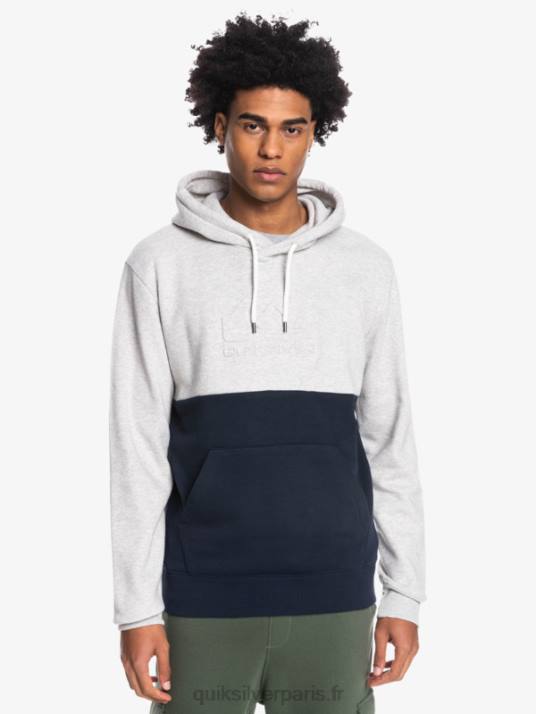 Hommes Quiksilver sweat à capuche en relief D6PT1682 gris clair chiné