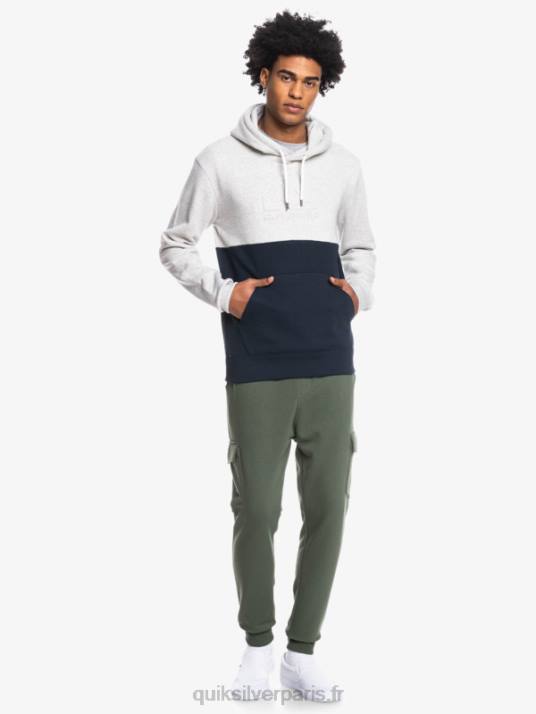Hommes Quiksilver sweat à capuche en relief D6PT1682 gris clair chiné