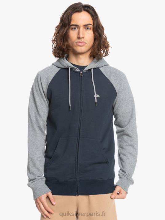 Hommes Quiksilver sweat à capuche zippé Essentials D6PT1514 gris clair chiné/noir