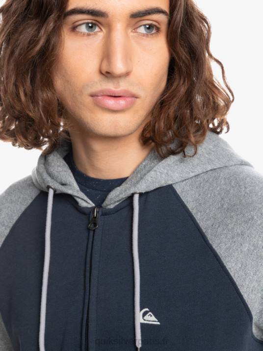 Hommes Quiksilver sweat à capuche zippé Essentials D6PT1514 gris clair chiné/noir