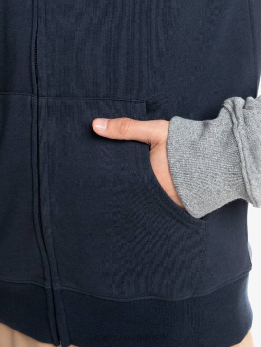 Hommes Quiksilver sweat à capuche zippé Essentials D6PT1514 gris clair chiné/noir