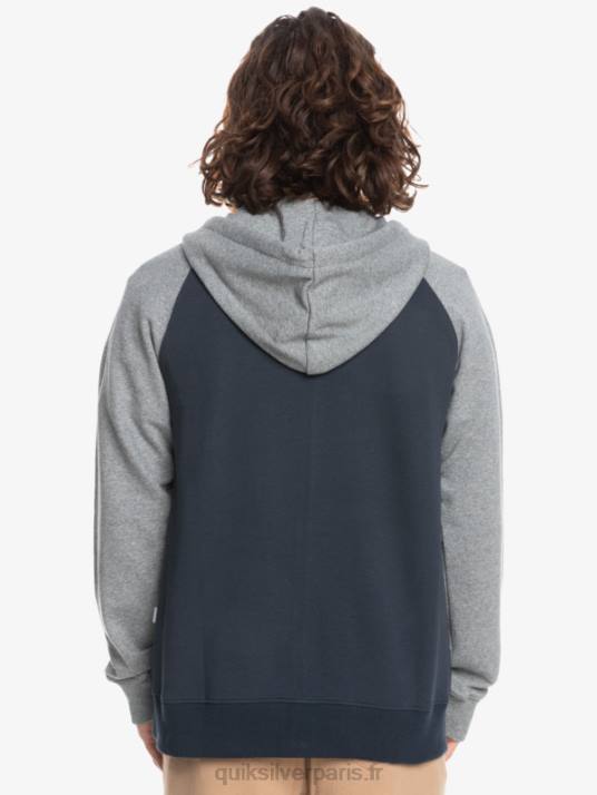 Hommes Quiksilver sweat à capuche zippé Essentials D6PT1514 gris clair chiné/noir