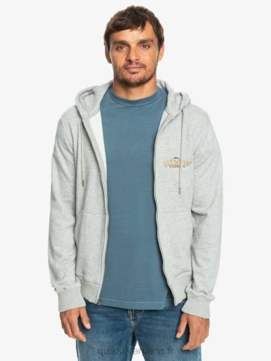 Hommes Quiksilver sweat à capuche zippé Words D6PT1148 gris clair chiné