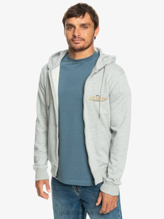Hommes Quiksilver sweat à capuche zippé Words D6PT1148 gris clair chiné