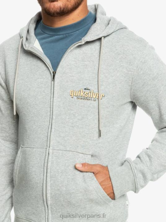 Hommes Quiksilver sweat à capuche zippé Words D6PT1148 gris clair chiné