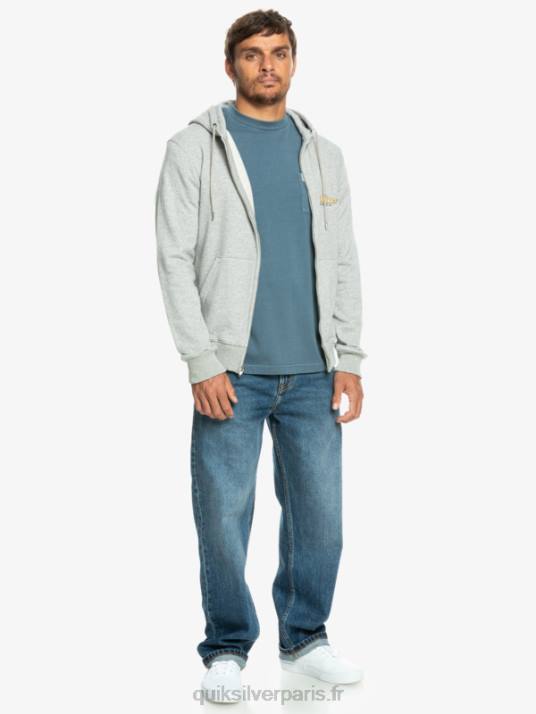 Hommes Quiksilver sweat à capuche zippé Words D6PT1148 gris clair chiné