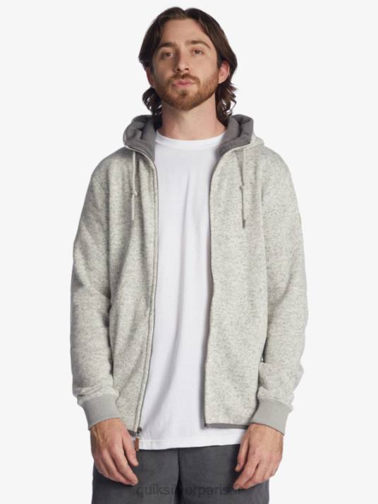 Hommes Quiksilver sweat à capuche zippé keller D6PT1479 gris clair chiné