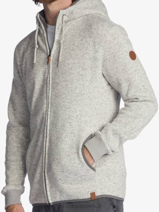 Hommes Quiksilver sweat à capuche zippé keller D6PT1479 gris clair chiné