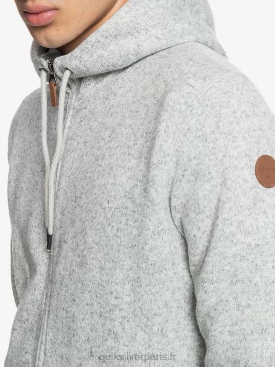 Hommes Quiksilver sweat à capuche zippé keller D6PT1479 gris clair chiné