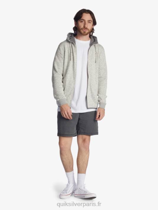 Hommes Quiksilver sweat à capuche zippé keller D6PT1479 gris clair chiné