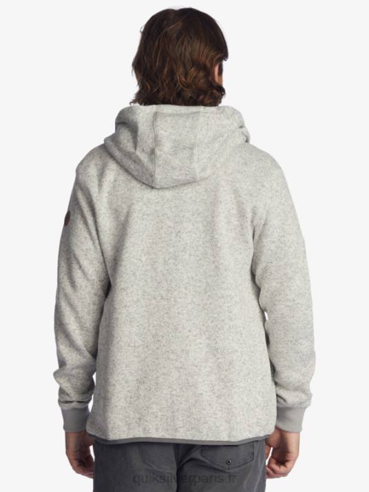 Hommes Quiksilver sweat à capuche zippé keller D6PT1479 gris clair chiné