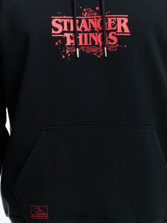 Hommes Quiksilver x Stranger sweat à capuche à logo officiel D6PT1806 noir