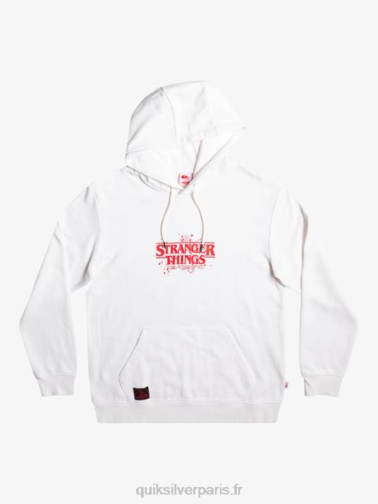 Hommes Quiksilver x Stranger sweat à capuche à logo officiel D6PT1807 blanc