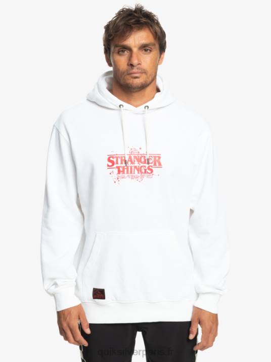 Hommes Quiksilver x Stranger sweat à capuche à logo officiel D6PT1807 blanc