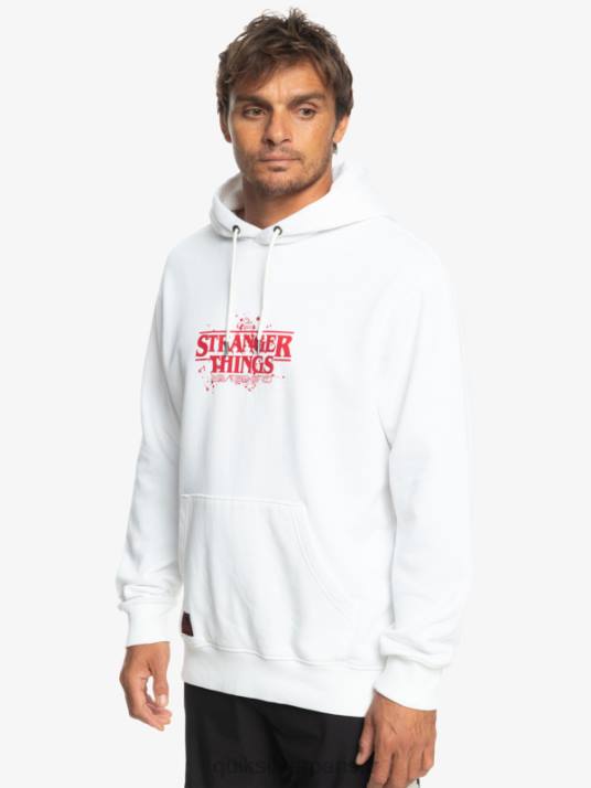 Hommes Quiksilver x Stranger sweat à capuche à logo officiel D6PT1807 blanc