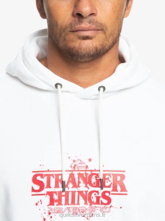 Hommes Quiksilver x Stranger sweat à capuche à logo officiel D6PT1807 blanc