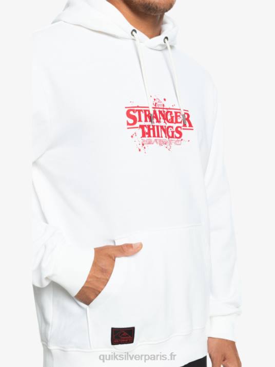 Hommes Quiksilver x Stranger sweat à capuche à logo officiel D6PT1807 blanc