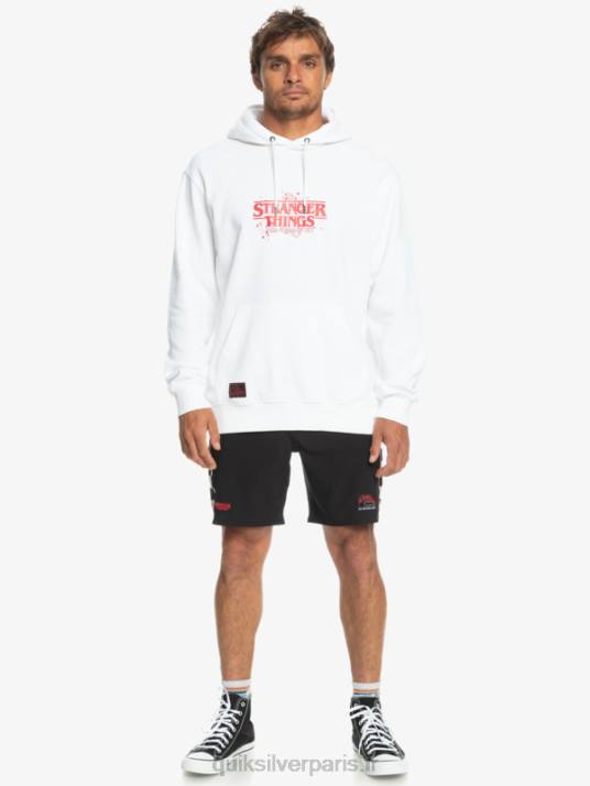 Hommes Quiksilver x Stranger sweat à capuche à logo officiel D6PT1807 blanc
